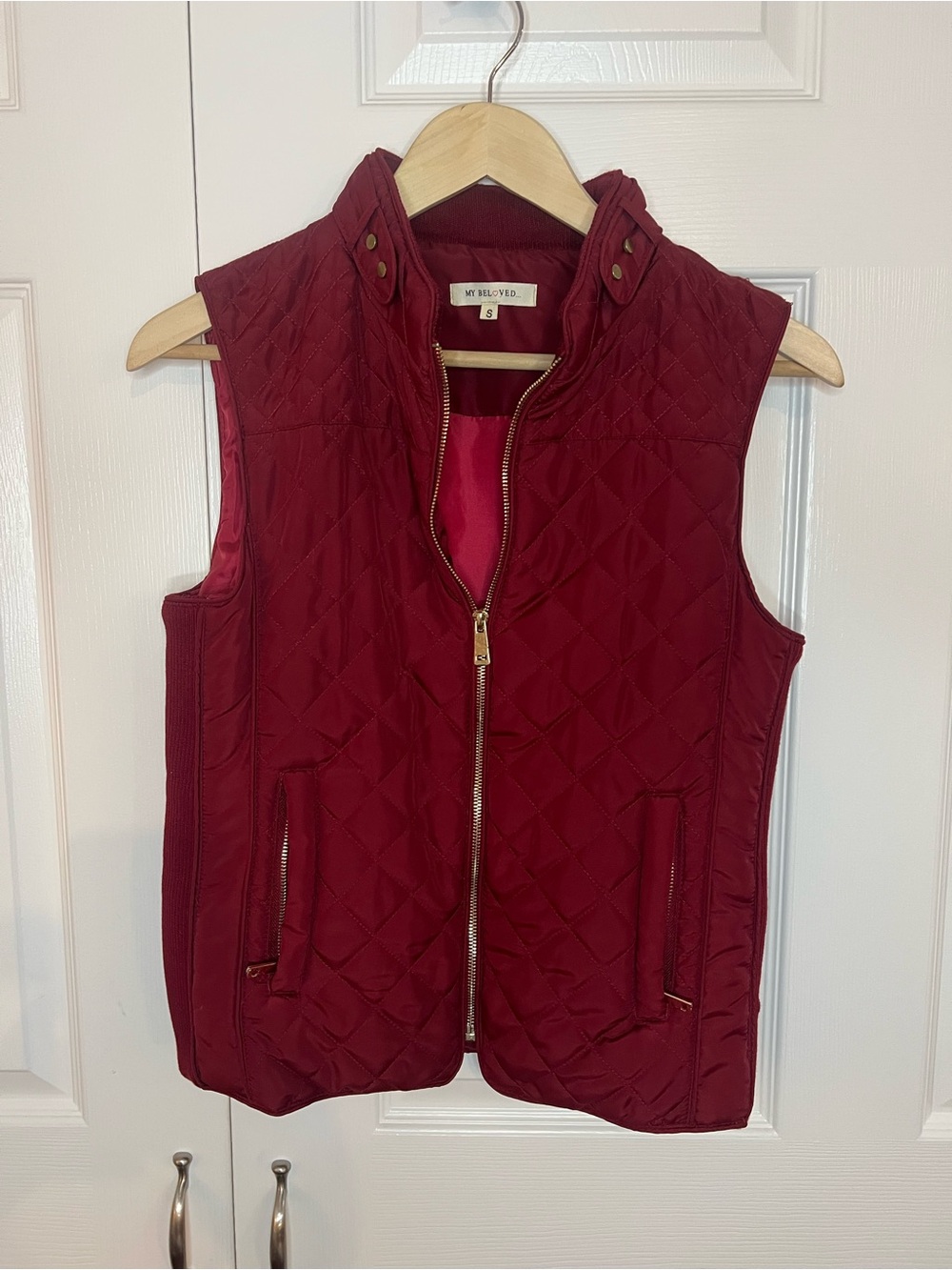 My Beloved Quilted Wine Red Sleeveless Vest